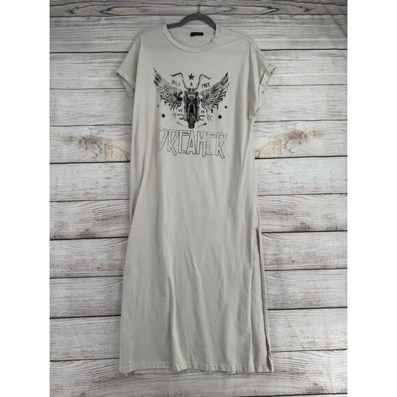 Zutter USA Dreamer Short Sleeve T-Shirt Midi Dress Womens Small Off-White - Picture 1 of 10